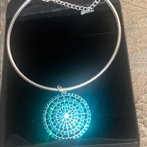 Elegant Silver Necklace with Blue Pendant